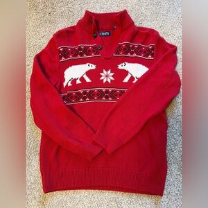 Chaps Red V-Neck Polar Bear Knit Sweater